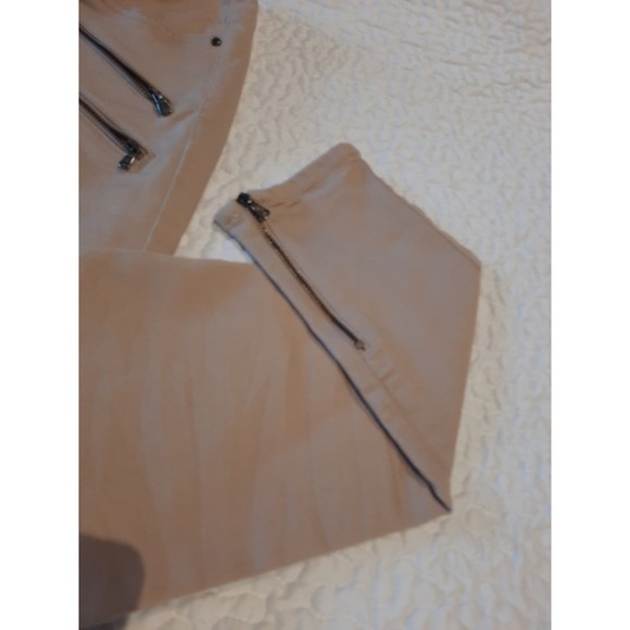 Zara Basic Beige Skinny Zippered Jeans Sz 10 - Picture 5 of 10
